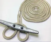 Dock Line 3/8 x 15 FT White & Gold Double Braid Nylon