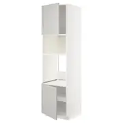 METOD hi cb f oven/micro w 2 drs/shelves, white/Lerhyttan light grey, 60x60x220 cm