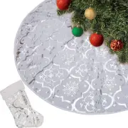 48 Inch Christmas Tree Skirt Xmas Soft Cover Mat Decor Snowflake Collar1337