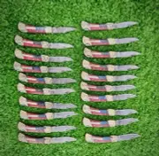 20 Pcs Lot American Flag Folding Pocket Knife With Back Lock With Leather Sheet