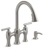KOHLER Oresund Vibrant Stainless 2-handle Pull-down Kitchen Faucet Soap Dispense