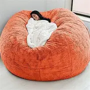 Bean Bag Chair Cover, Giant Fur Cover Soft Fluffy Portable Living Room Sofa Bed (No Filler)