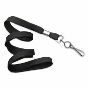 Black Flat Braid Non Breakaway 3/8" Lanyard with Swivel J Hook by Specialist ID