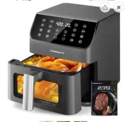 Beelicious® 5.8QT Large Air Fryer, 12-in-1 Digital Airfryer with Clear Window, 4
