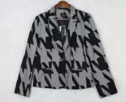 Worthington Womens Career Blazer Sz 12 WHIMSY Gray Black Plaid Lined Button NWT