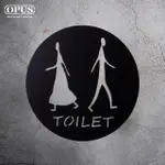 【OPUS 東齊金工】廁所標示牌-圓形款TOILET/戶外WC洗手間指示牌(SB-TO02B 邂逅_鏤空黑)