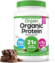 Orgain Organic Vegan Protein Powder, Creamy Chocolate Fudge - 21g of Plant Based Protein, Low Net Carbs, Non Dairy, Gluten Free, No Sugar Added, Soy Free, Kosher, Non-GMO, 2.03 Lb (Packaging May Vary)