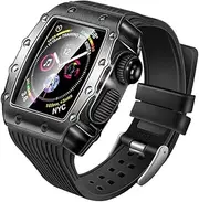 [TIOYW] Silicone strap, metal case, tempered film, three-in-one anti-fall wristband suitable For Apple watch 8 7 6 5 4 SE 40mm 44mm 41mm 45mm