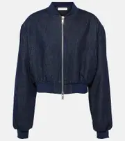 [The Frankie Shop] The Frankie Shop Micky cropped denim bomber jacket AU 8 blue