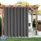 LORDTEX Linen Look Indoor/Outdoor Curtains, 105" W x 95" L, Dark Grey, Set of
