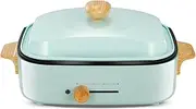 Non Stick Electric Grill Hot Pot Mini Electric Smokeless Barbecue Grill Hot Pot Barbecue Grill Sha Pot 3-in-1 Multi Function Cooking Pot 41 * 24 cm Blue
