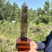 6.93LB Natural TeaTourmaline Quartz Obelisk Crystal Point Tower Reiki Gem+Stand