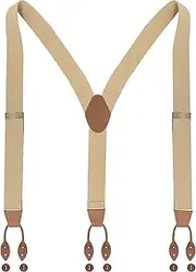[Ausukler] Button Suspenders for Men Dress Pants and Tuxedo Heavy Duty Big and tall Y-back 1.4 inches One Size