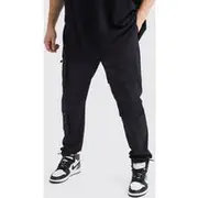 Mens Black Tall Slim Multi Pocket Cargo Stretch Trouser