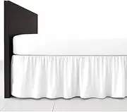 Valance Sheet Single Extra Deep Frilled Valance Fitted Bed Sheet 100% Egyptian Cotton Dyed Bedding Bed Fitted Sheet Elastic Base Wrap Bed Skirt Fits over The Mattress Down to the Floor (White)