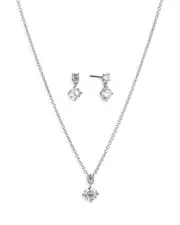 Nadri Bridesmaids Drop Earrings & Pendant Necklace Solitaire Set