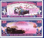 Tooth Fairy Children Lose Teeth Dentist Commemorative Novelty Million Bill with Semi Rigid Protector