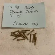 10 BA Brass Countersunk Screws X 1/2 Inch Long X 15. - FREEPOST