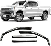 CLIM ART in-Channel Incredibly Durable Rain Guards for Chevrolet (Chevy) Silverado/GMC Sierra 1500 2019-2024 Crew Cab, Original Window Deflectors, Vent Window Visors, Truck Accessories, 4pcs- 619003LP