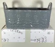 Temp-tations Seasonal 12-oz Ruffled Mini Loaf Pan Frosty Forest Grey Gift Box