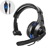 Megadream One Ear Gaming Headset for PS5/PS4/Xbox Series S/Xbox Series X, Wired Online Game Unilateral Headset, 50mm Drivers|Detachable Mic|3.5mm Headphone Jack for Switch Lite, Xbox One, Laptop/Phone