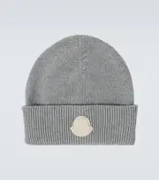[Moncler] Moncler Logo cotton and cashmere beanie One Size grey