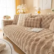 LINGKY Sofa Cover Corner Sofa L Shape Rabbit Plush Sofa Cover Couch Cover Sofa/Couch Throw Blanket Corner Couch 3/2/1 Seater Sofa Protection Sofa Throws Sofa Protector Non-Slip Dog Cat (Khaki, 70 x