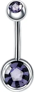 [Decentraland] 1PCS White zircon Spherical 1.6mm(14G) Navel Belly Studs Belly Button Rings Body Piercing Barbells Piercing Jewelry Titanium Steel Surgical Steel Stainless Steel 10mm