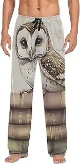 [XYMZR] Retro Owl Books Men's Pajama Bottoms Lounge Pajama Pants Sleep Bottoms with Pockets for Men S