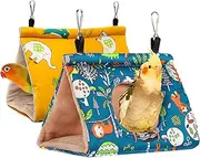 Qttie Winter Warm Bird Nest House - Hanging Hammock Velvet Shed Hut Cage Plush Fluffy Birds Sleeping Bed Fuzzy for Parrot Parakeet Cockatiels Budgies Lovebird (Medium-9.8"L x 5.5"W x 6"H, Turquoise)