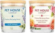 Pet House 9 oz Lilac Garden and Fresh Cut Roses Scented Pet Odor Candle, Clean Burning, Long Lasting, Plant Based Spring, Summer Scented Soy Candles, 60 Hour Burn Time, Pack of 2