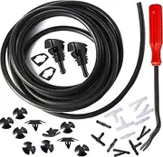 Windshield Washer Sprayer Nozzles Hose Kit - 4 Meters Windshield Washer Hose with Hose Connectors & Hood Insulation Retainers & Plastic Fastener Remover Suitable for Jeep Dodge Ram Chrysler