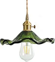 Green Modern Pendant Light Glass Pendant Lamp Shade E27 Pendant Ceiling Lights Bulb Industrial Ceiling Light Pendant Lights for Dining Table Dining Room Living Room Cafe (Green)