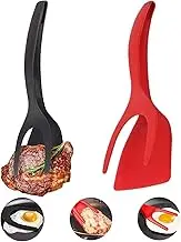 2PCS Egg Spatula Tongs Upgraded - 2 in 1 Spatula and Tongs, Double Sided Spatula Turner, Pancake French Toast Omelet Egg Turner Spatula