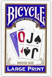 The United States Playing Card Company Bicycle Bridge Size Large Print Playing Cards, Blue