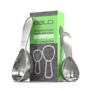 BALCI - Stainless Steel Coffee Scoop Set (1&2 Tablespoon, 15ml and 30ml) Exac...
