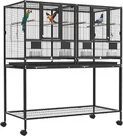 [ADVWIN] 2in1 Bird Cage 106x95x45cm 2 Perches Large Aviary Parrot Budgie Stand Alone Wheels w/Brake