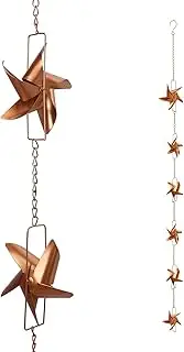 Rain Chain Set, 6ft Windmill Rain Chain for Gutters,Copper Rain Chain Cups to Replace Gutter Downspout, Divert Water, 6 Cups, Rose Gold