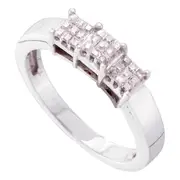 14k White Gold Princess Diamond 3-stone Bridal Engagement Ring 1/4 Cttw