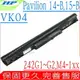 HP 電池 適用惠普 242G1，Pavilion，TPN-Q114，TPN-Q115，TPN-Q116，TPN-Q113，14-B023TX，14-B031TX，14-B025AU，VK04，Pavilion 4 5 14，15T，15Z，Sleekbook 15，242 G1，HSTNN-UB4D，4ICR19/65，HSTNN-YB4M，694864-851