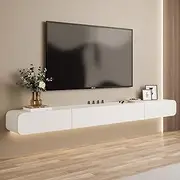 Floating TV Shelf TV Cabinet TV Stand Wall Mounted Media Console Entertainment Center Storage Cabinet Desk Audio/Video Hutch Electronics Shelf for TV Components with Drawer White Display Cabinets