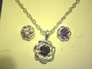 Amethyst Swirl Necklace & Earrings Set