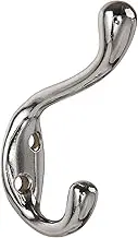 HASWARE 6 PCS Double Prong Robe Hook, Dual Coat Hooks Antique Wall Mounted Hooks Robe Vintage Hooks Hangers Heavy Duty with 12 Pieces Screws for Coats Hat Clothes Hanger Towel Keys (Satin Chrome)