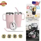 Pink Double Wall Vacuum Insulated Tumbler with Straw - Perfect for Home & Travel