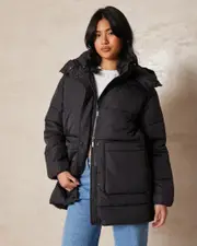 [Mooloola] Mooloola Women's Brimstone Puffer Jacket in Black Size 6 6 Black