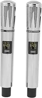 Microphone, UHF Professional Dynamic Mic System with Receiver, Noise Reduction, 100m Range, Ideal for Karaoke, Stage Performances (Silver)