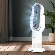 [Spector] 2-in-1 Bladless Tower Fan, 35W Cooling,10 Speed Adjustable,Timer, Remote Control,180° Manual Tilt 120° Powered Swivel Air Cooler, Portable Fan Freestanding, Instant Heating up, Cooling down