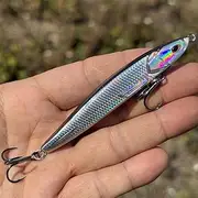 1pc Black Silver Sinking Laser Lifelike bass Fishing Lure Hard Fishing Bait 3.7inch 0.71oz