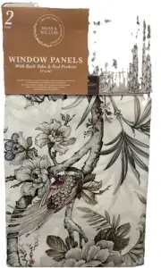 Moss Willow Peacock Bird Cabbage Rose Floral Window Curtains Panel Drapes 37x96