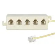5 x Outlet 6P4C RJ11 RJ12 Tele Phone Modular Jack Line Splitter Adapter Hub